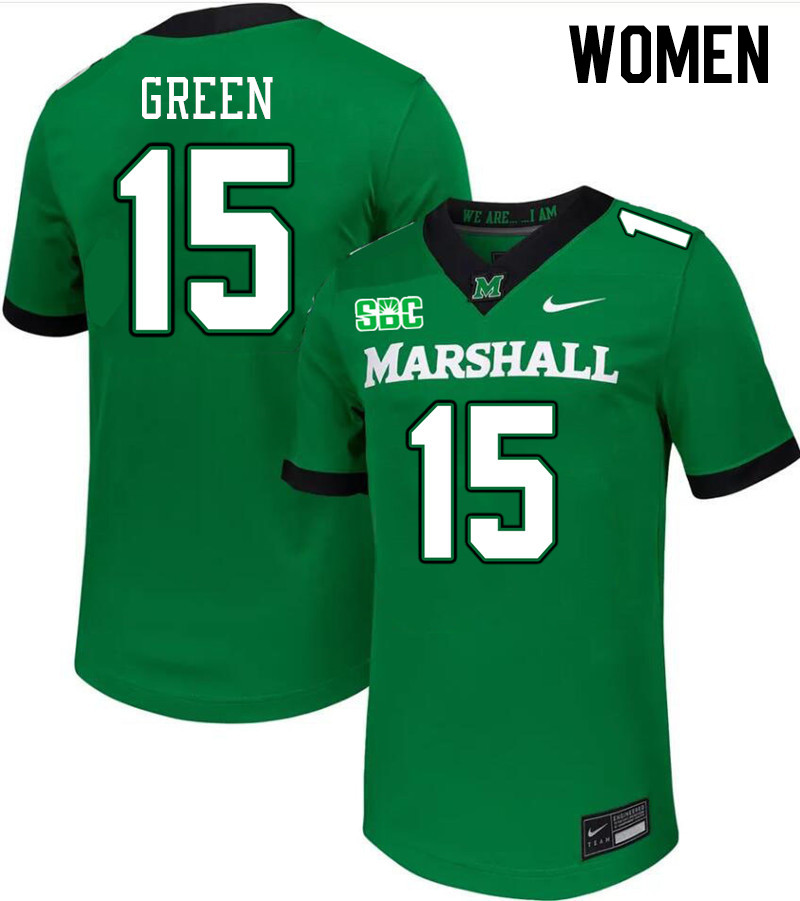 Women #15 Michael Green Marshall Thundering Herd SBC Conference College Football Jerseys Stitched-Gr